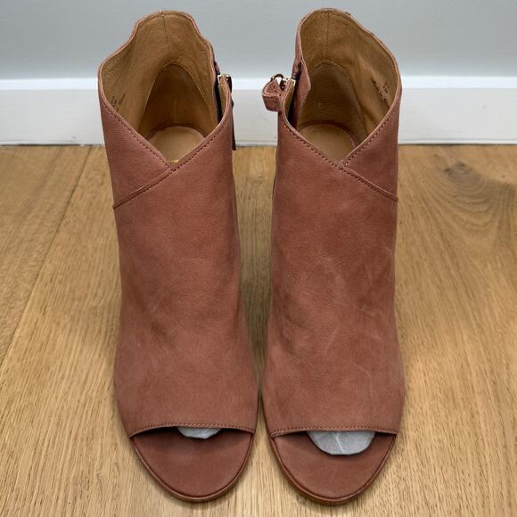 NEW Joie Diya Open Toe High Heel Zippered Bootie in Cognac Brown Leather - Picture 2 of 12